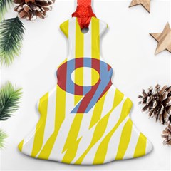 Number 9 Line Vertical Yellow Red Blue White Wae Chevron Christmas Tree Ornament (two Sides) by Mariart