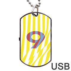 Number 9 Line Vertical Yellow Red Blue White Wae Chevron Dog Tag Usb Flash (one Side) by Mariart