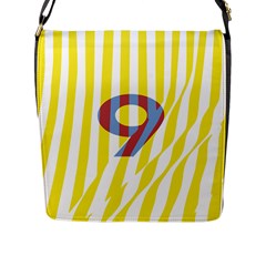 Number 9 Line Vertical Yellow Red Blue White Wae Chevron Flap Messenger Bag (l)  by Mariart