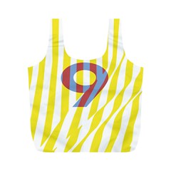 Number 9 Line Vertical Yellow Red Blue White Wae Chevron Full Print Recycle Bags (m)  by Mariart