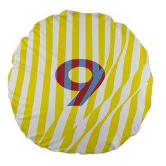 Number 9 Line Vertical Yellow Red Blue White Wae Chevron Large 18  Premium Flano Round Cushions by Mariart