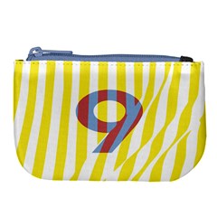 Number 9 Line Vertical Yellow Red Blue White Wae Chevron Large Coin Purse