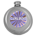 Girlboss Light Line Wave Chevron Round Hip Flask (5 oz) Front