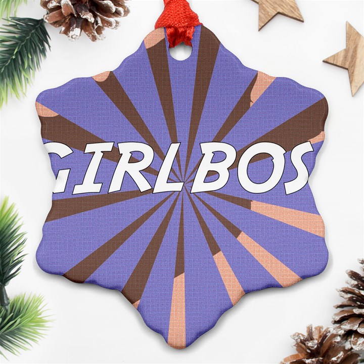 Girlboss Light Line Wave Chevron Snowflake Ornament (Two Sides)