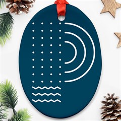 Parachute Water Blue Waves Circle White Ornament (oval) by Mariart