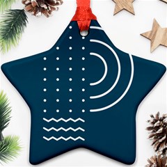 Parachute Water Blue Waves Circle White Ornament (star) by Mariart