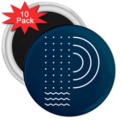 Parachute Water Blue Waves Circle White 3  Magnets (10 Pack)  by Mariart