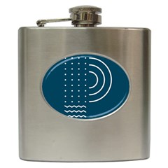 Parachute Water Blue Waves Circle White Hip Flask (6 Oz) by Mariart