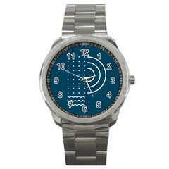 Parachute Water Blue Waves Circle White Sport Metal Watch by Mariart