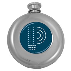 Parachute Water Blue Waves Circle White Round Hip Flask (5 Oz) by Mariart