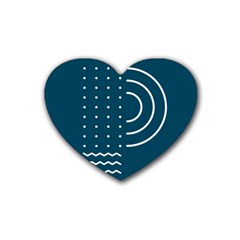 Parachute Water Blue Waves Circle White Rubber Coaster (heart)  by Mariart