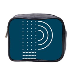 Parachute Water Blue Waves Circle White Mini Toiletries Bag 2-side by Mariart