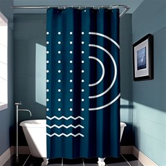 Parachute Water Blue Waves Circle White Shower Curtain 36  X 72  (stall) 