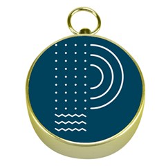 Parachute Water Blue Waves Circle White Gold Compasses by Mariart