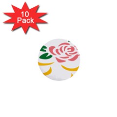 Pink Rose Ribbon Bouquet Green Yellow Flower Floral 1  Mini Buttons (10 Pack) 