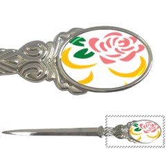 Pink Rose Ribbon Bouquet Green Yellow Flower Floral Letter Openers