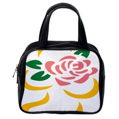 Pink Rose Ribbon Bouquet Green Yellow Flower Floral Classic Handbags (one Side) by Mariart