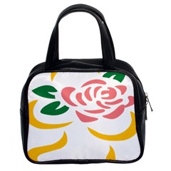 Pink Rose Ribbon Bouquet Green Yellow Flower Floral Classic Handbags (2 Sides) by Mariart