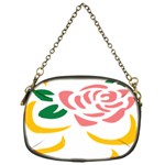 Pink Rose Ribbon Bouquet Green Yellow Flower Floral Chain Purses (One Side)  Front