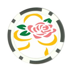 Pink Rose Ribbon Bouquet Green Yellow Flower Floral Poker Chip Card Guard (10 Pack)