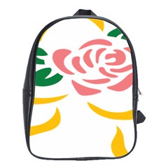 Pink Rose Ribbon Bouquet Green Yellow Flower Floral School Bags (xl)  by Mariart