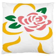 Pink Rose Ribbon Bouquet Green Yellow Flower Floral Standard Flano Cushion Case (one Side) by Mariart