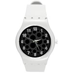 Plane Circle Round Black Hole Space Round Plastic Sport Watch (M) Front