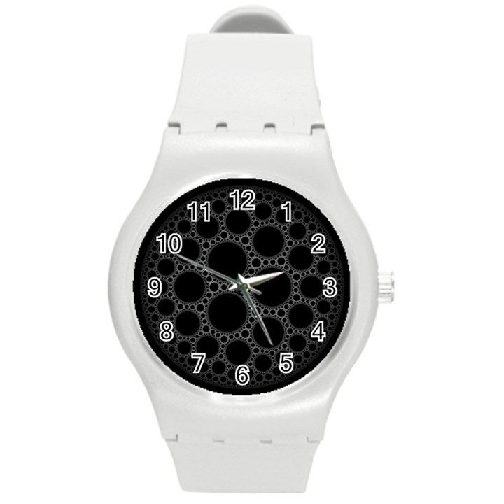 Plane Circle Round Black Hole Space Round Plastic Sport Watch (M)