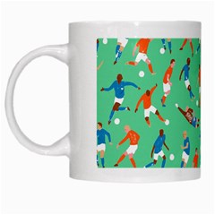 Players Football Playing Sports Dribbling Kicking Goalkeepers White Mugs by Mariart