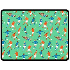 Players Football Playing Sports Dribbling Kicking Goalkeepers Double Sided Fleece Blanket (large)  by Mariart