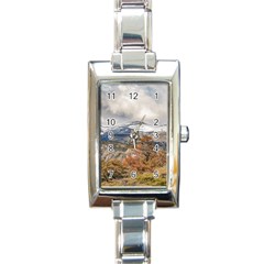 Forest And Snowy Mountains, Patagonia, Argentina Rectangle Italian Charm Watch by dflcprints