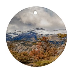 Forest And Snowy Mountains, Patagonia, Argentina Ornament (round) by dflcprints