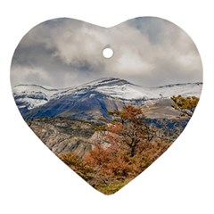 Forest And Snowy Mountains, Patagonia, Argentina Ornament (heart) by dflcprints