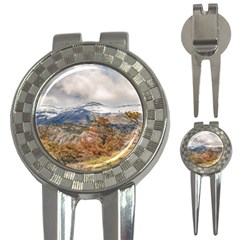 Forest And Snowy Mountains, Patagonia, Argentina 3-in-1 Golf Divots by dflcprints