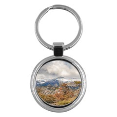 Forest And Snowy Mountains, Patagonia, Argentina Key Chains (round)  by dflcprints