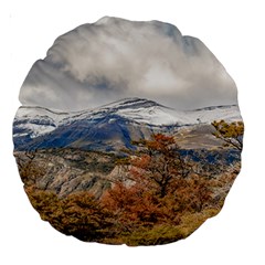 Forest And Snowy Mountains, Patagonia, Argentina Large 18  Premium Round Cushions by dflcprints