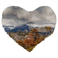 Forest And Snowy Mountains, Patagonia, Argentina Large 19  Premium Heart Shape Cushions by dflcprints