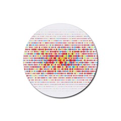 Random Sized Cube Multiple Plaid Color Rainbow Rubber Coaster (round)  by Mariart