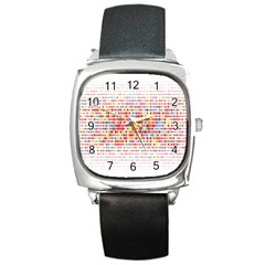 Random Sized Cube Multiple Plaid Color Rainbow Square Metal Watch