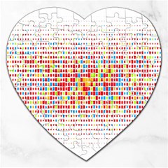 Random Sized Cube Multiple Plaid Color Rainbow Jigsaw Puzzle (heart) by Mariart