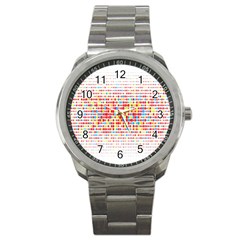 Random Sized Cube Multiple Plaid Color Rainbow Sport Metal Watch by Mariart