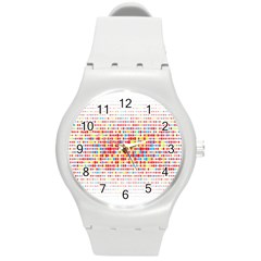 Random Sized Cube Multiple Plaid Color Rainbow Round Plastic Sport Watch (m) by Mariart