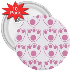 Rabbit Feet Paw Pink Foot Animals 3  Buttons (10 pack) 