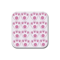 Rabbit Feet Paw Pink Foot Animals Rubber Coaster (Square) 