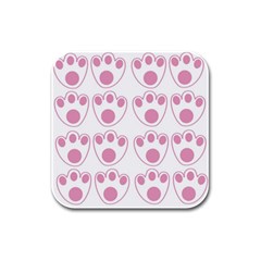 Rabbit Feet Paw Pink Foot Animals Rubber Square Coaster (4 pack) 