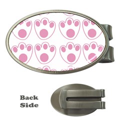 Rabbit Feet Paw Pink Foot Animals Money Clips (oval)  by Mariart