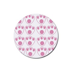 Rabbit Feet Paw Pink Foot Animals Rubber Round Coaster (4 pack) 