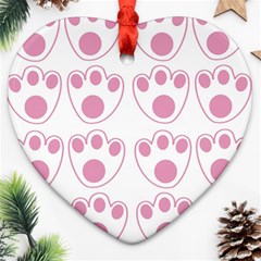 Rabbit Feet Paw Pink Foot Animals Heart Ornament (Two Sides)