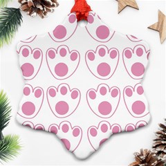 Rabbit Feet Paw Pink Foot Animals Snowflake Ornament (two Sides) by Mariart