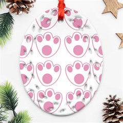 Rabbit Feet Paw Pink Foot Animals Ornament (Oval Filigree)